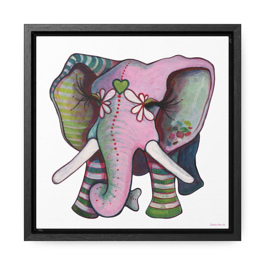 "Green Heart Elephant" Framed Canvas Fine Art Reproduction by Zabrina Fine Art