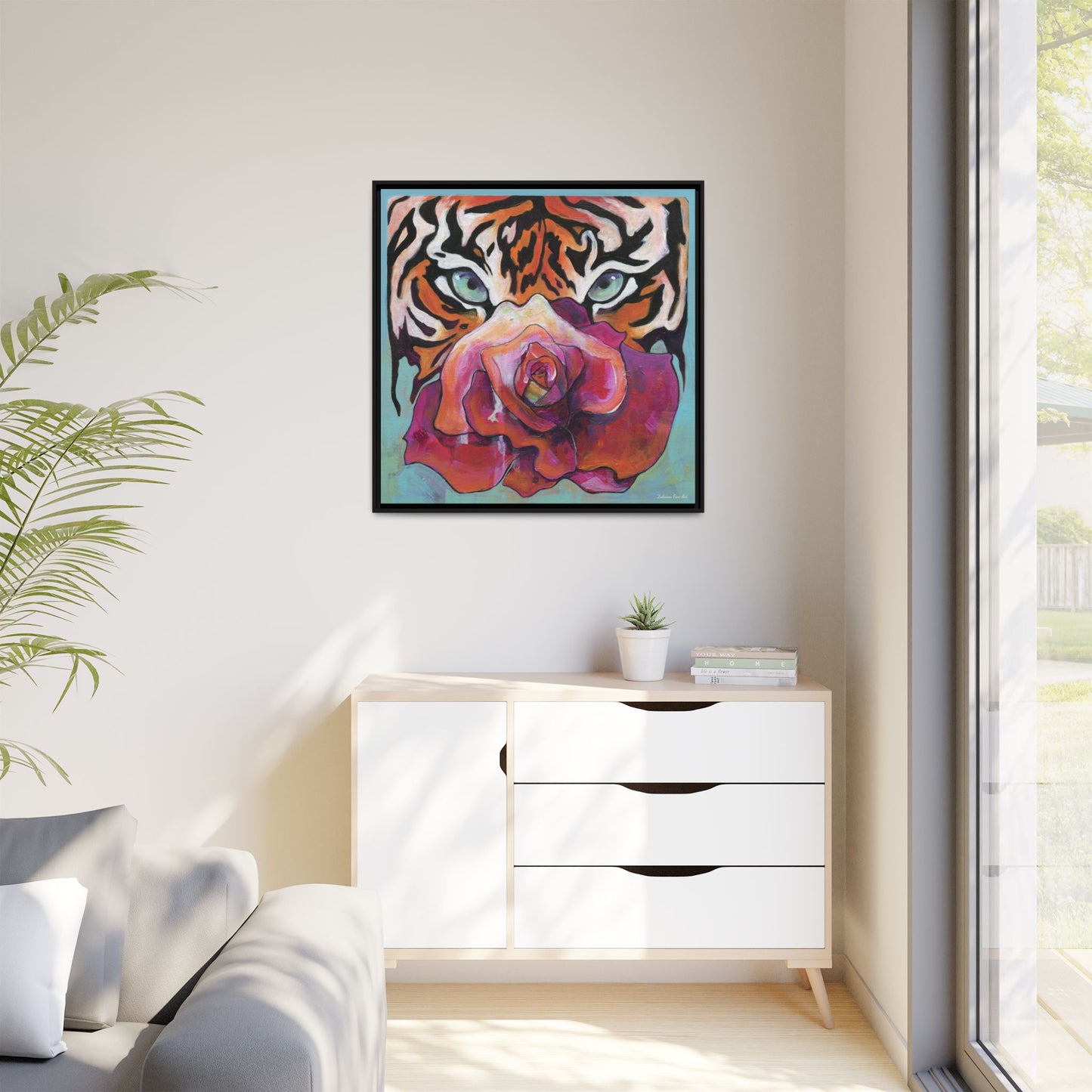 "Tiger Rose" Framed Canvas Fine Art Reproduction by Zabrina Fine Art