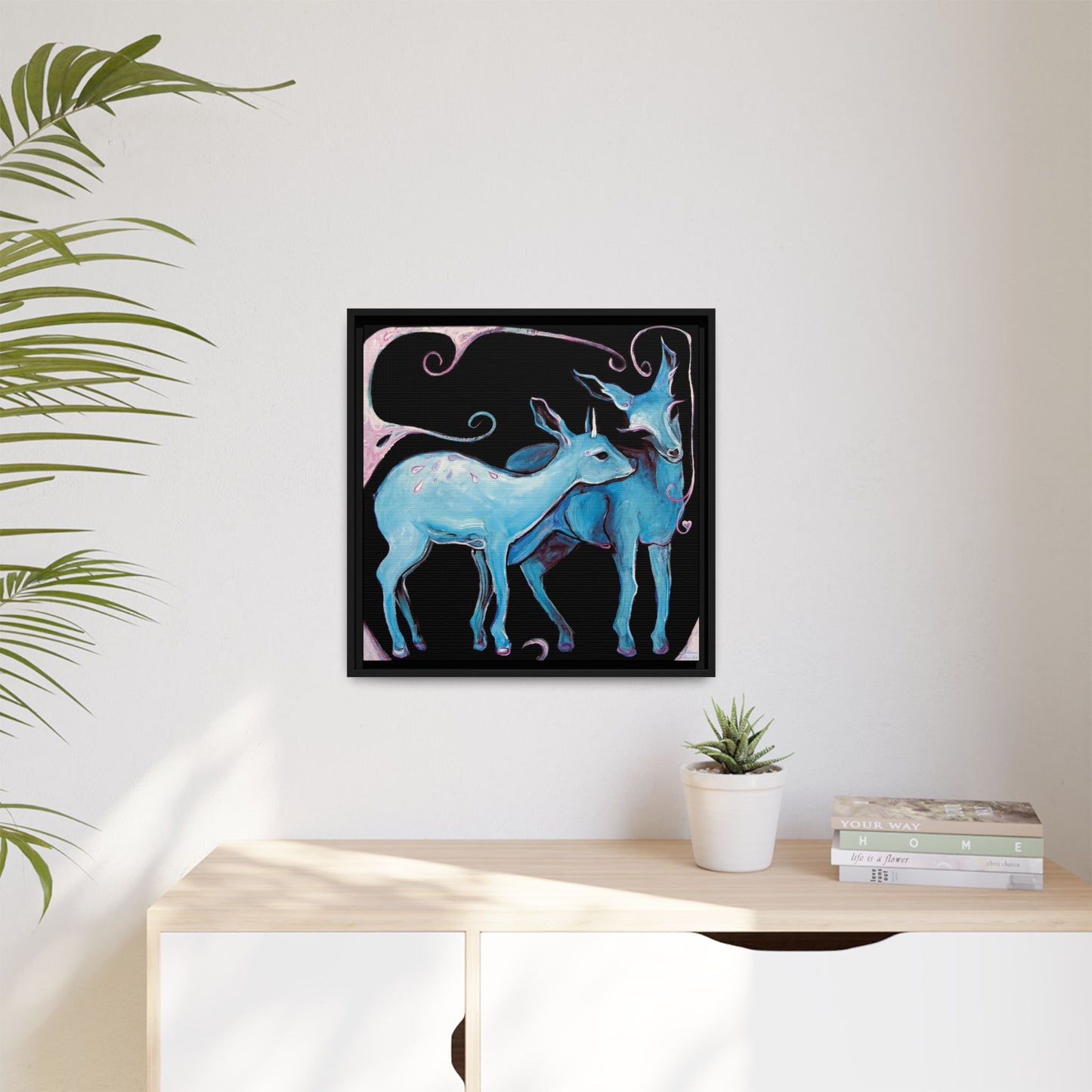 "Deer Love" Framed Canvas Fine Art Reproduction by Zabrina Fine Art