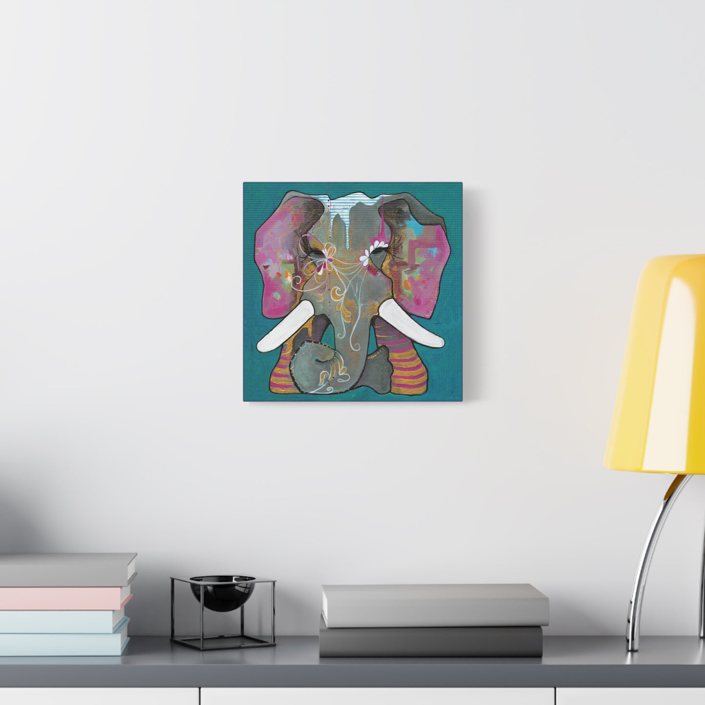 "Romeo Elephant" Unframed Canvas Hot Pink Edge Reproduction by Zabrina Fine Art