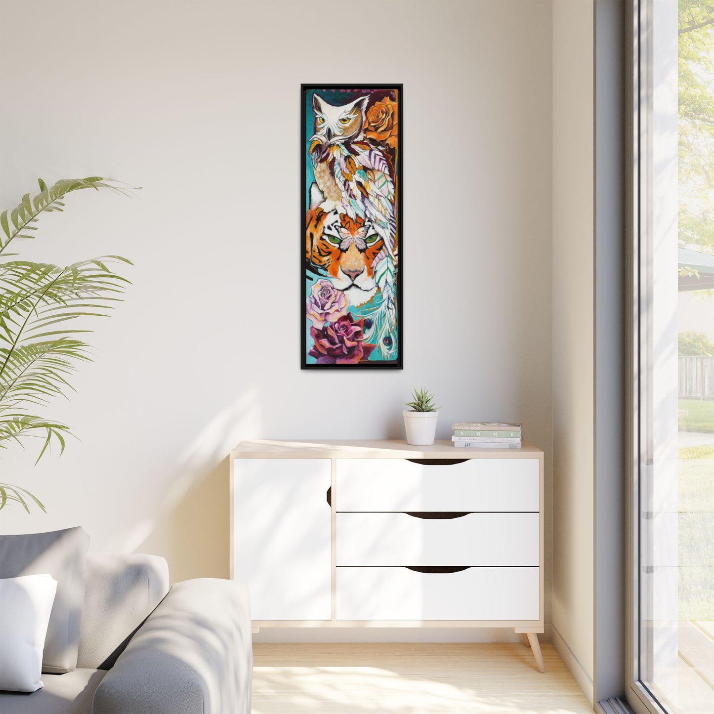 "Owl and Pussycat" Framed Canvas Fine Art Reproduction by Zabrina Fine Art