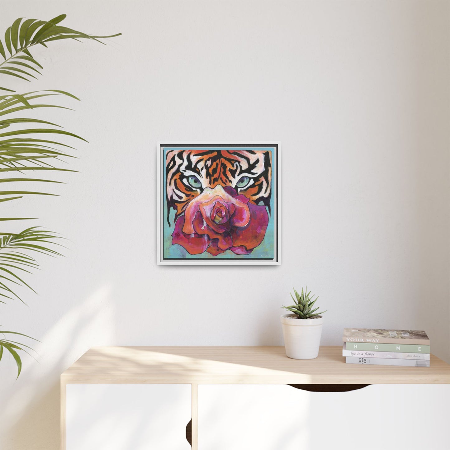 "Tiger Rose" Framed Canvas Fine Art Reproduction by Zabrina Fine Art
