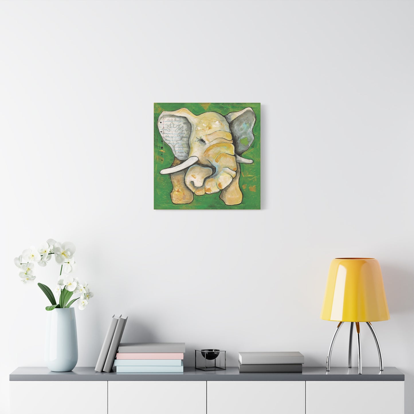 "Oak Leaf Elephant" Unframed Canvas Yellow Edge Reproduction by Zabrina Fine Art