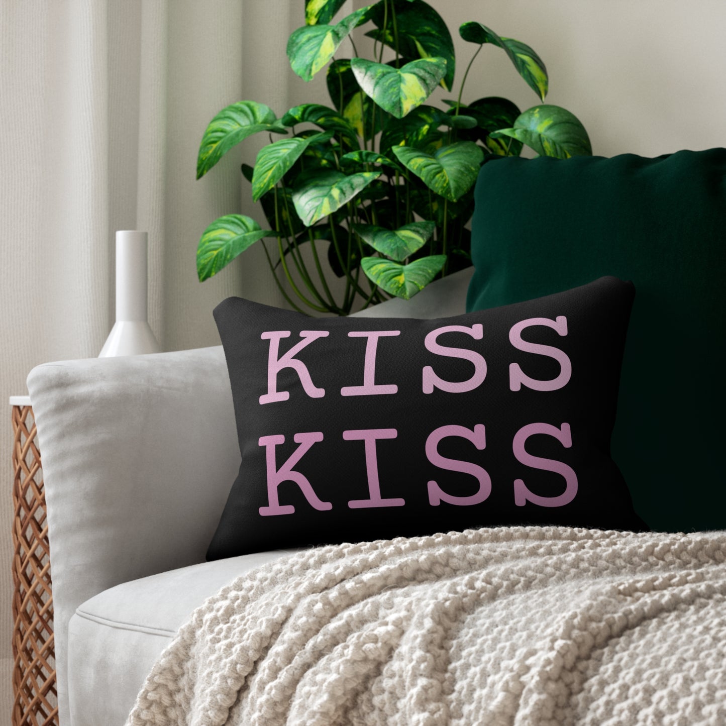 "Kiss Kiss" Throw Pillow by Zabrina Fine Art