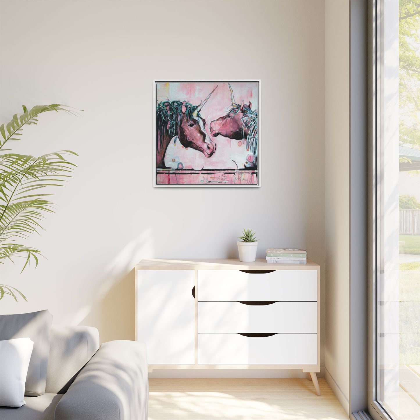 "Unicorns Are Real" Framed Canvas Fine Art Reproduction by Zabrina Fine Art