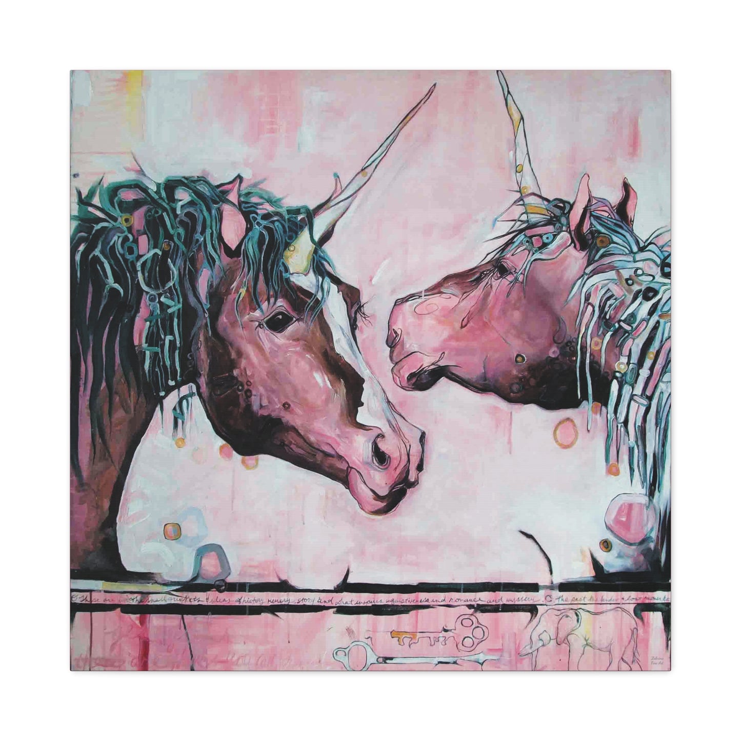 "Unicorns Are Real" Unframed Canvas Pink Edge Reproduction by Zabrina Fine Art