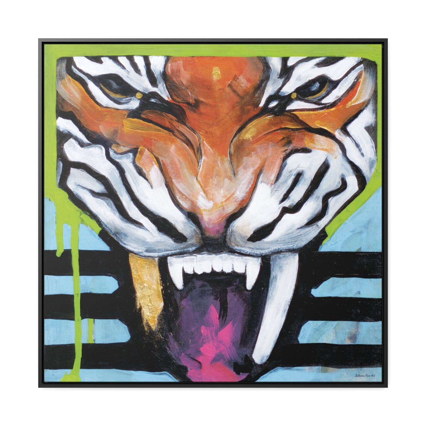 "Tiger Fang" Framed Canvas Fine Art Reproduction by Zabrina Fine Art