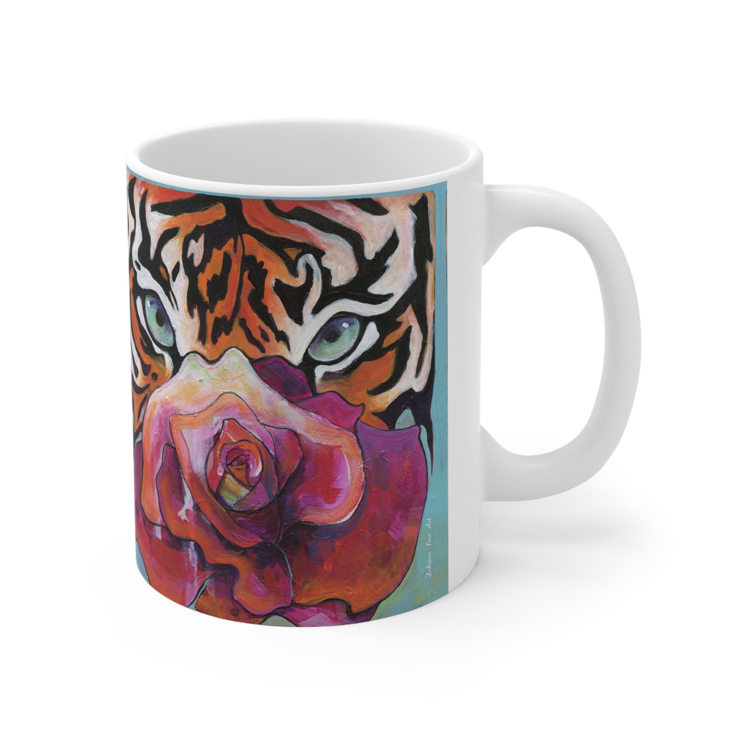 "Tiger Rose" Ceramic Mug by Zabrina Fine Art