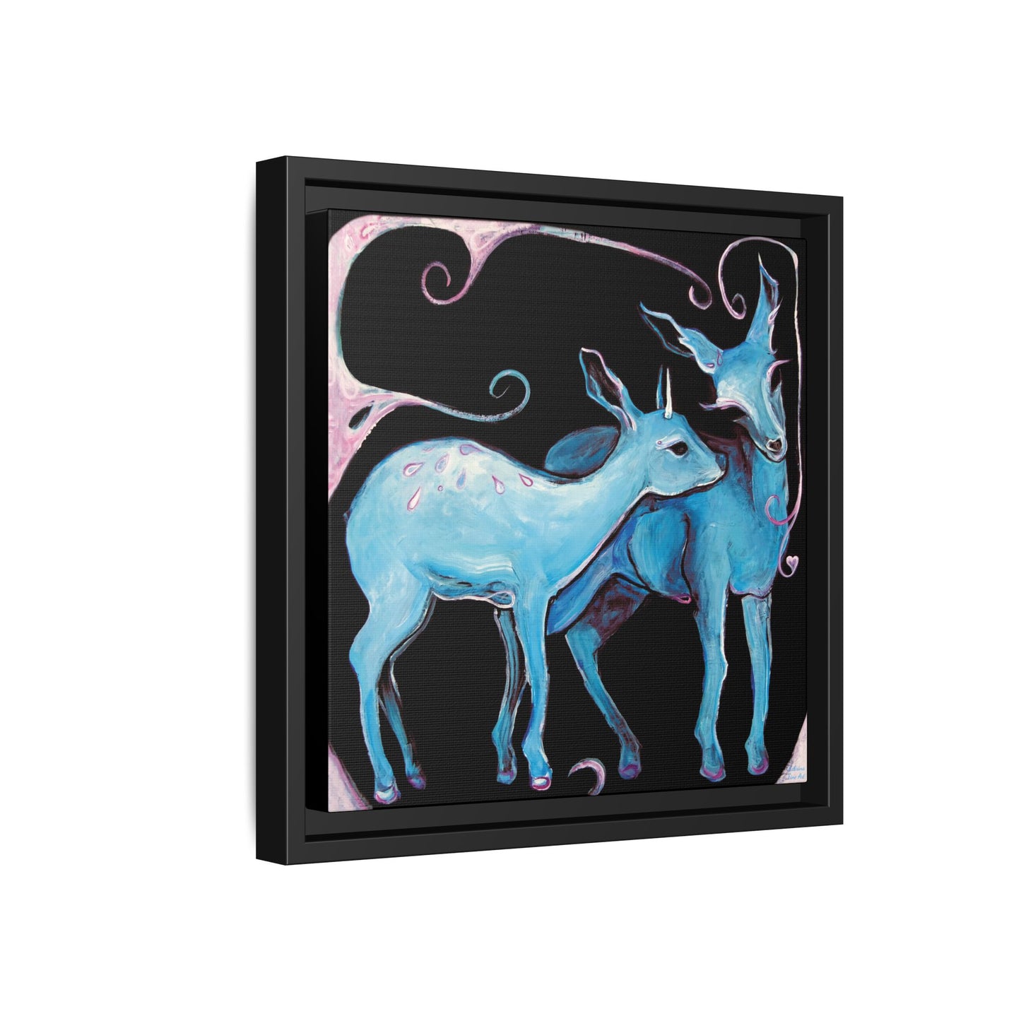 "Deer Love" Framed Canvas Fine Art Reproduction by Zabrina Fine Art