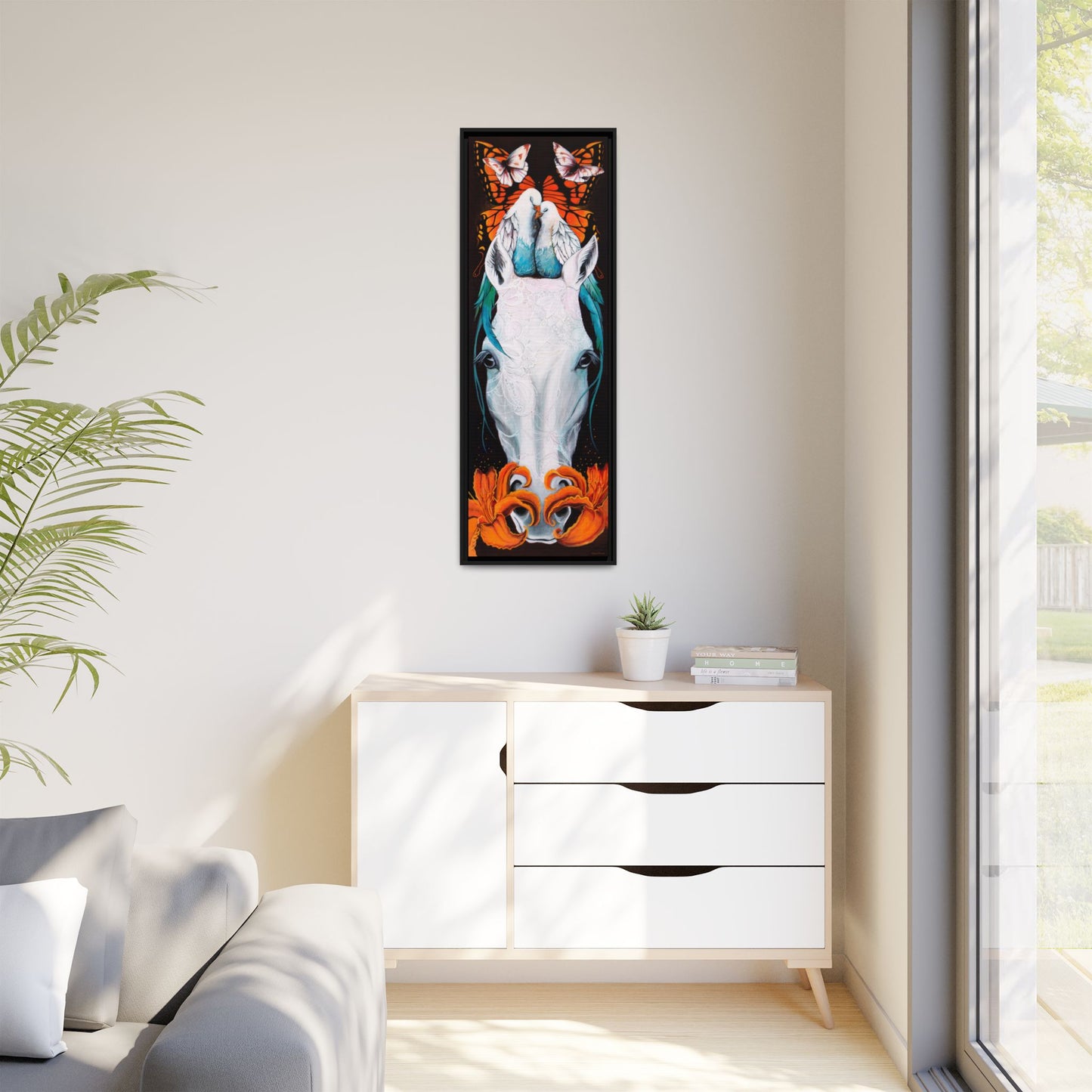 "Love Birds" Framed Canvas Fine Art Reproduction by Zabrina Fine Art