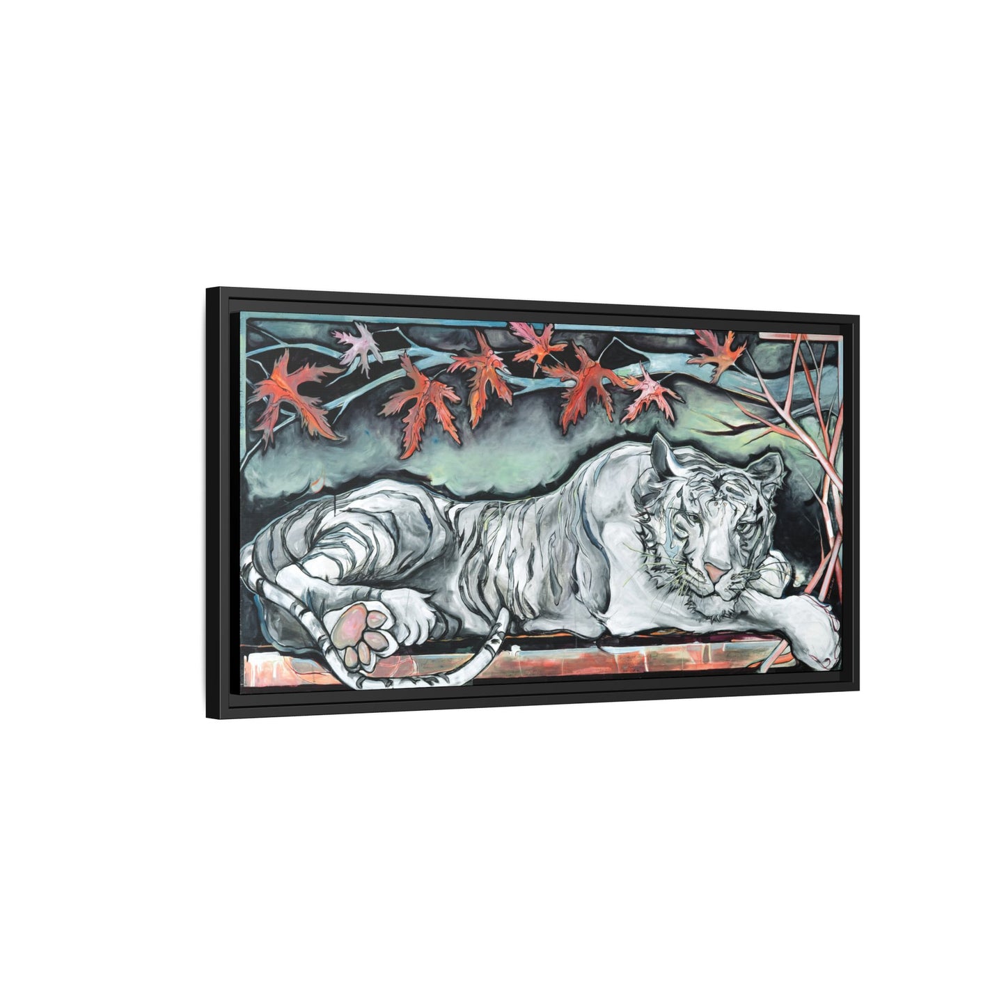 "White Tiger" Framed Canvas Fine Art Reproduction by Zabrina Fine Art