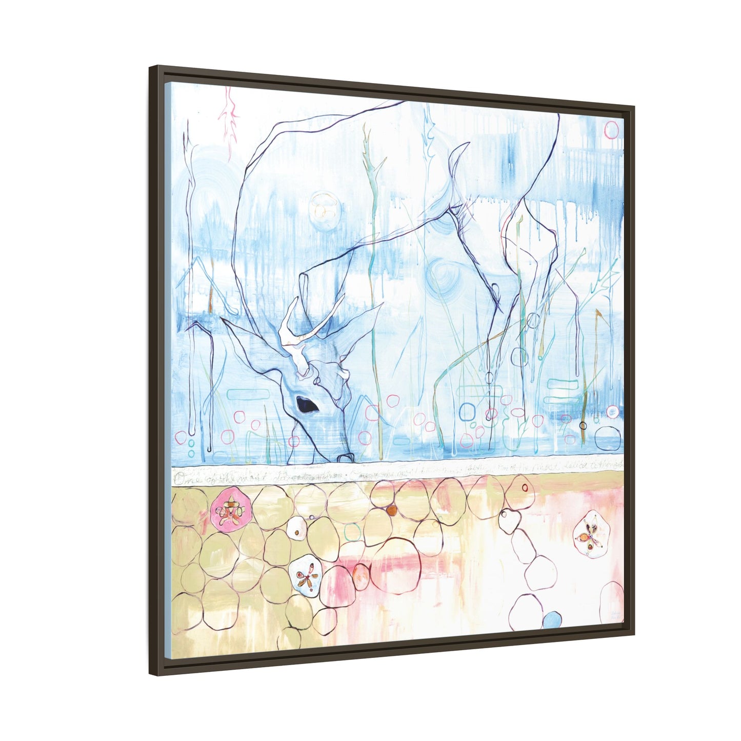 "One Antler Deer" Framed Canvas Fine Art Reproduction by Zabrina Fine Art