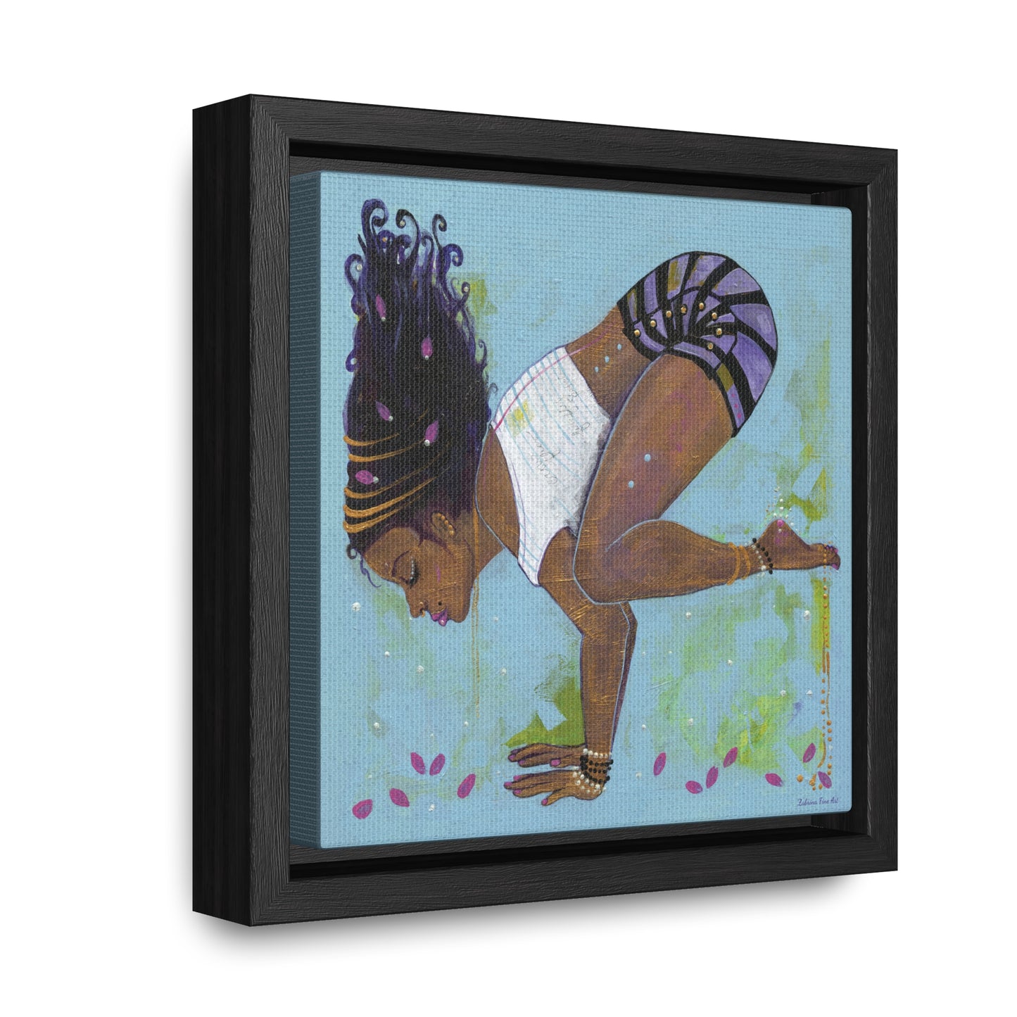 "Crow Pose" Framed Canvas Fine Art Reproduction by Zabrina Fine Art