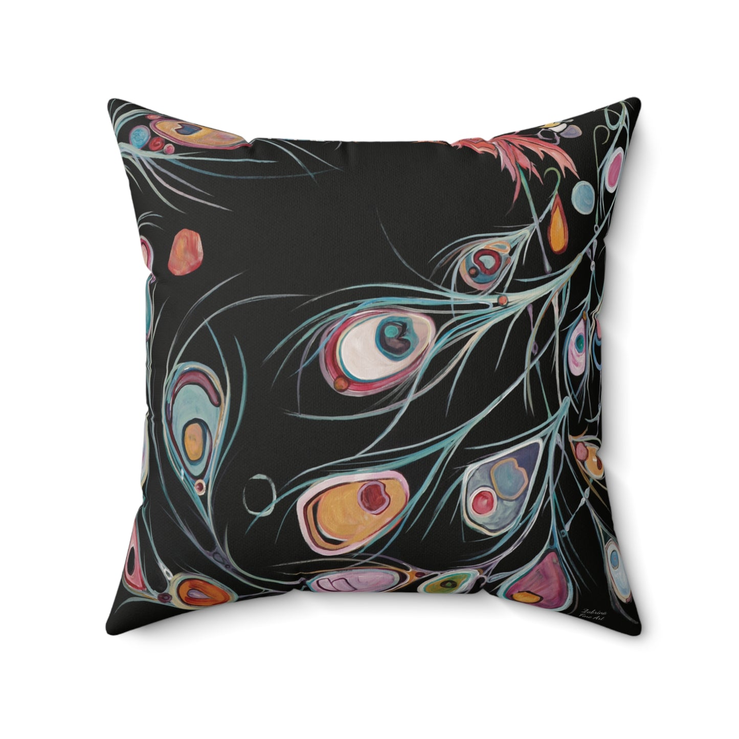 "Peacock Feathers" Throw Pillow by Zabrina Fine Art