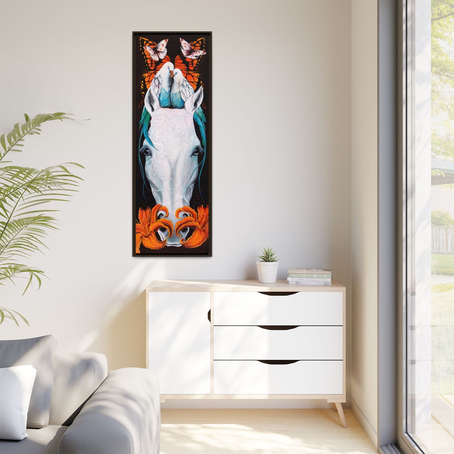 "Love Birds" Framed Canvas Fine Art Reproduction by Zabrina Fine Art