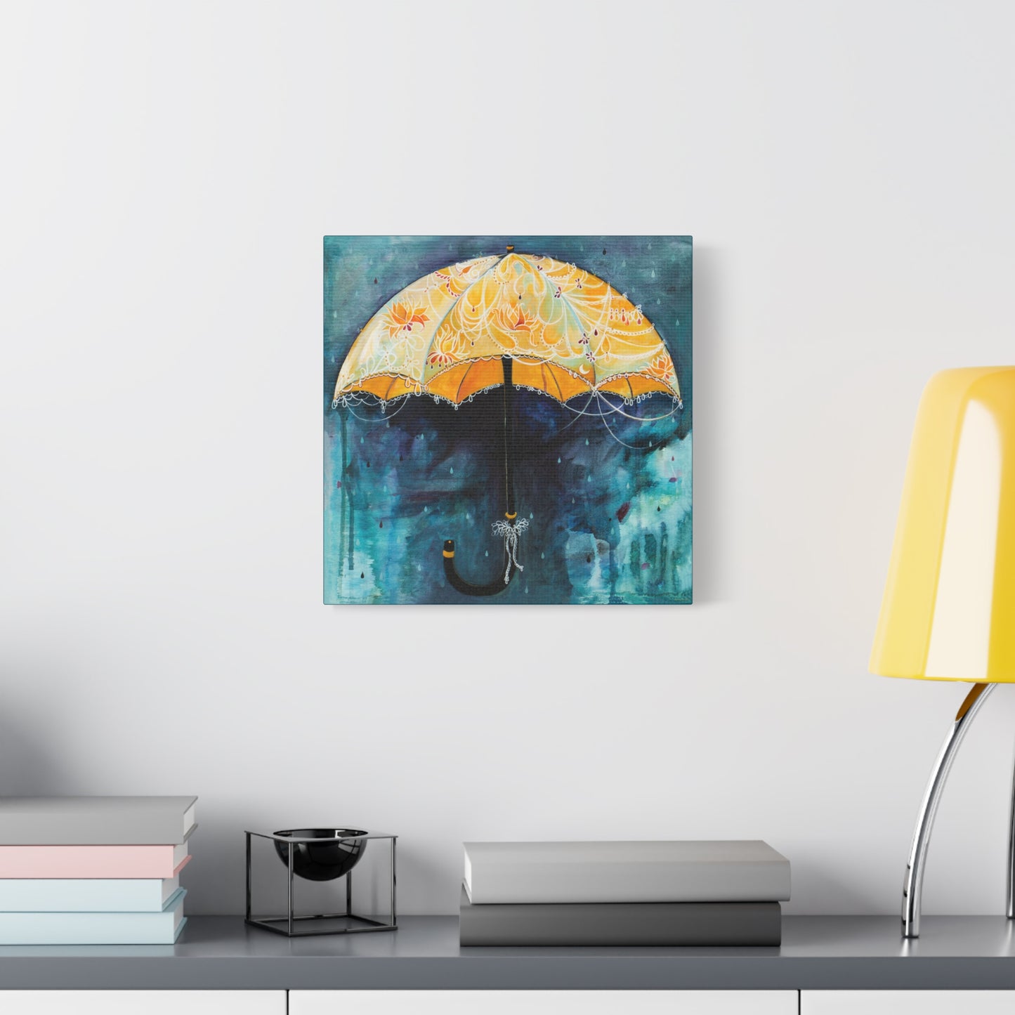 "Rain Glow" Unframed Canvas Ming Blue Edge Reproduction by Zabrina Fine Art