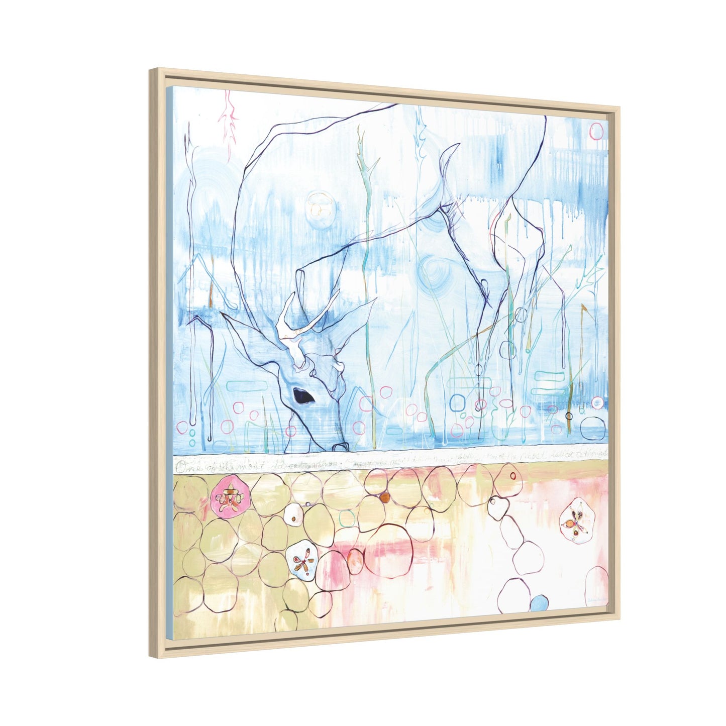 "One Antler Deer" Framed Canvas Fine Art Reproduction by Zabrina Fine Art