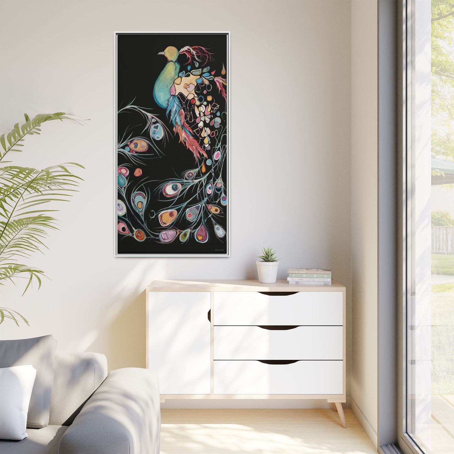 "Peacock" Framed Canvas Fine Art Reproduction by Zabrina Fine Art