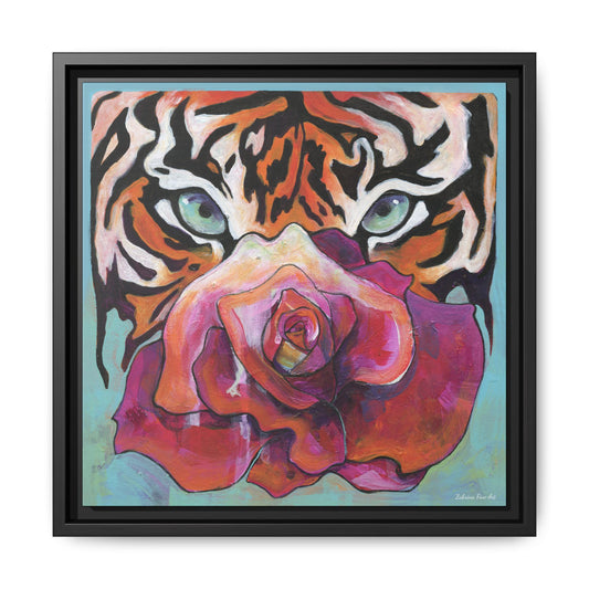 "Tiger Rose" Framed Canvas Fine Art Reproduction by Zabrina Fine Art