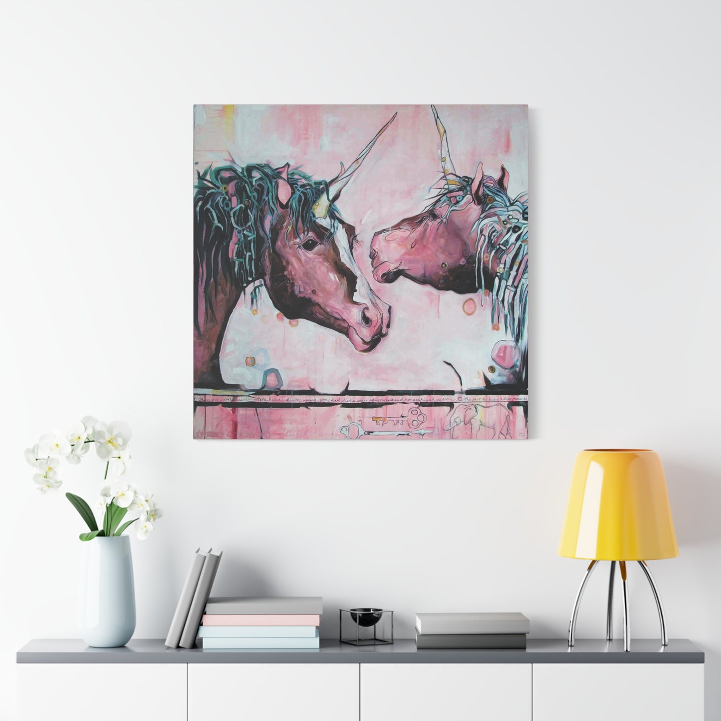 "Unicorns Are Real" Unframed Canvas Pink Edge Reproduction by Zabrina Fine Art