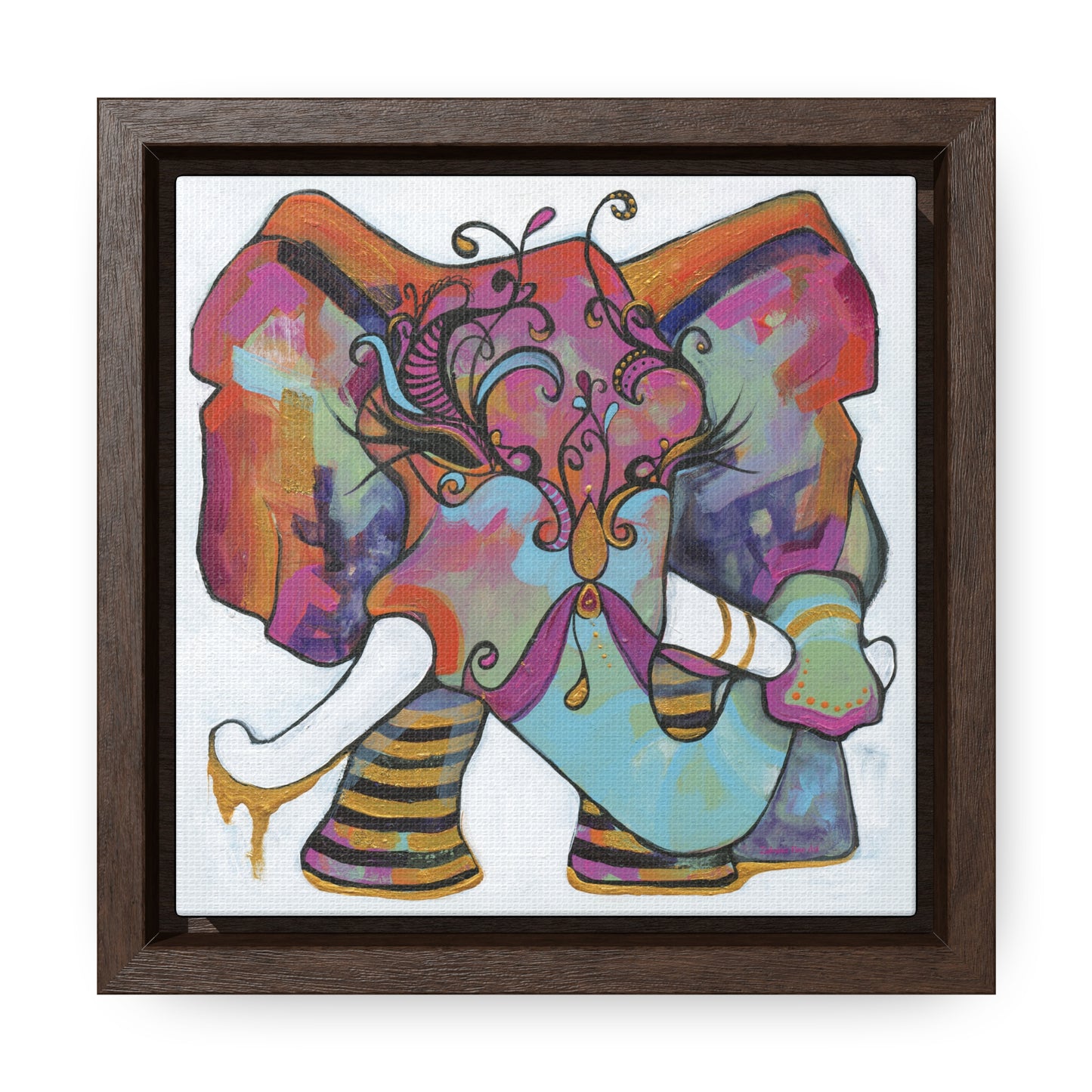 "Masquerade Elephant" Framed Canvas Fine Art Reproduction by Zabrina Fine Art