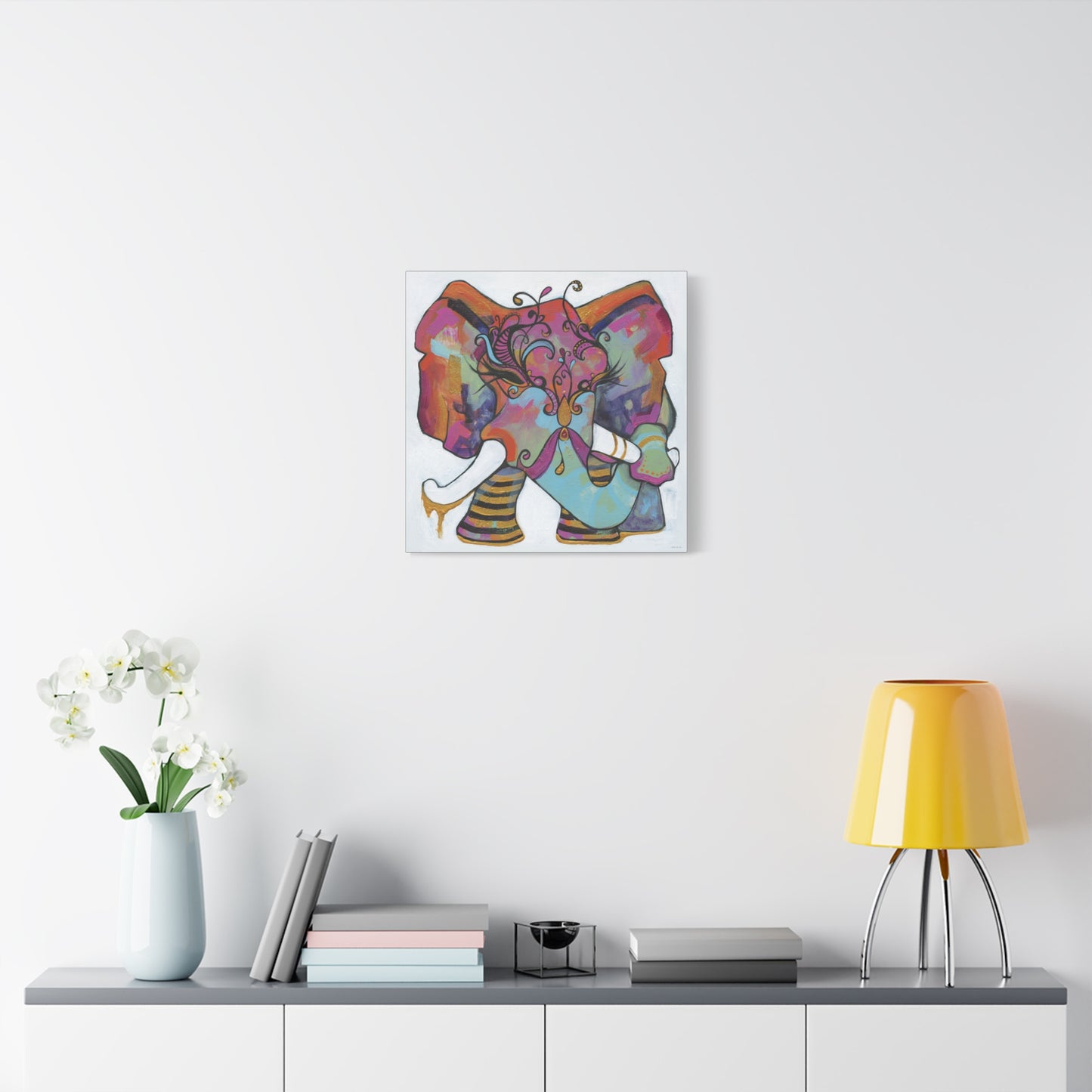 "Masquerade Elephant" Unframed Canvas Black Edge Reproduction by Zabrina Fine Art