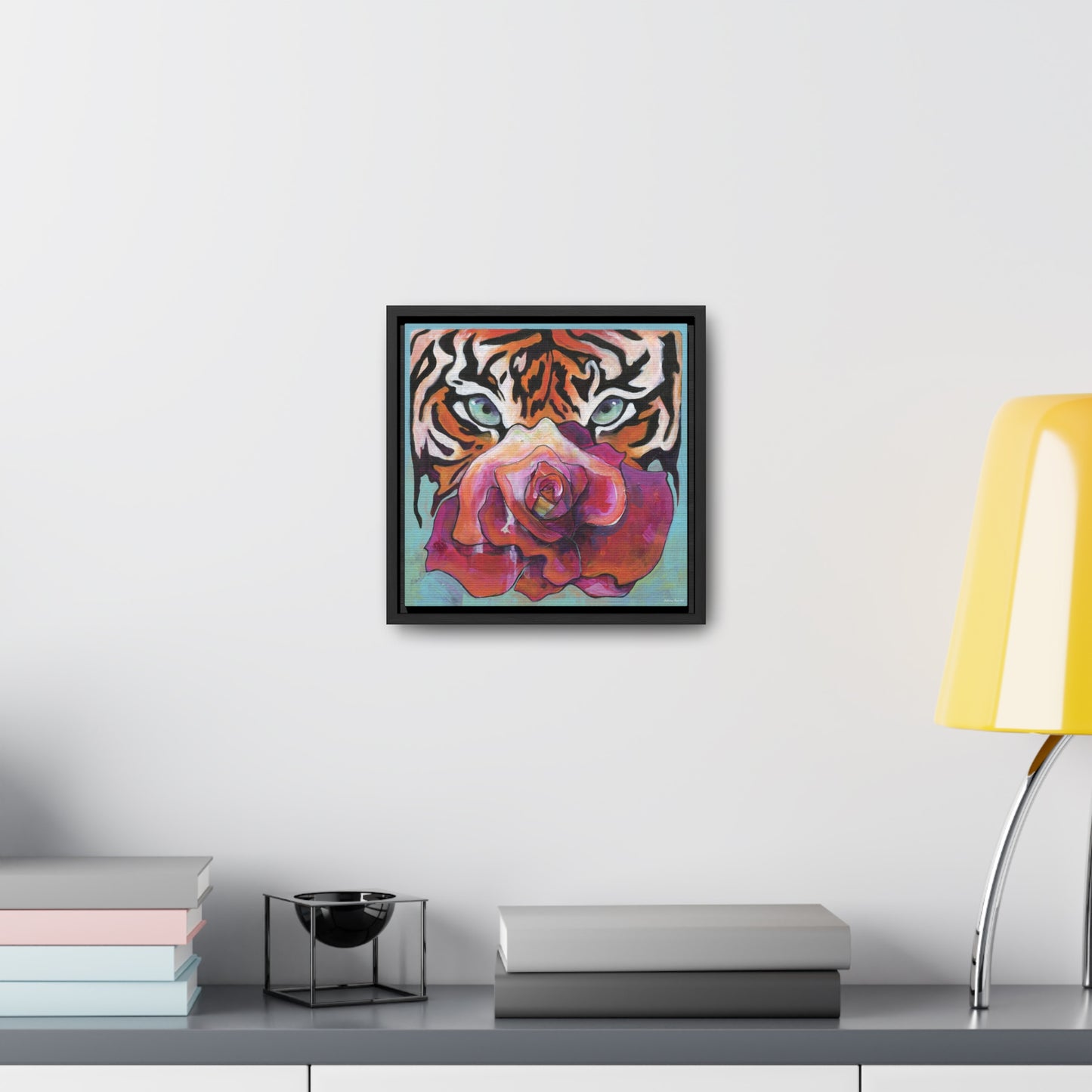 "Tiger Rose" Framed Canvas Fine Art Reproduction by Zabrina Fine Art