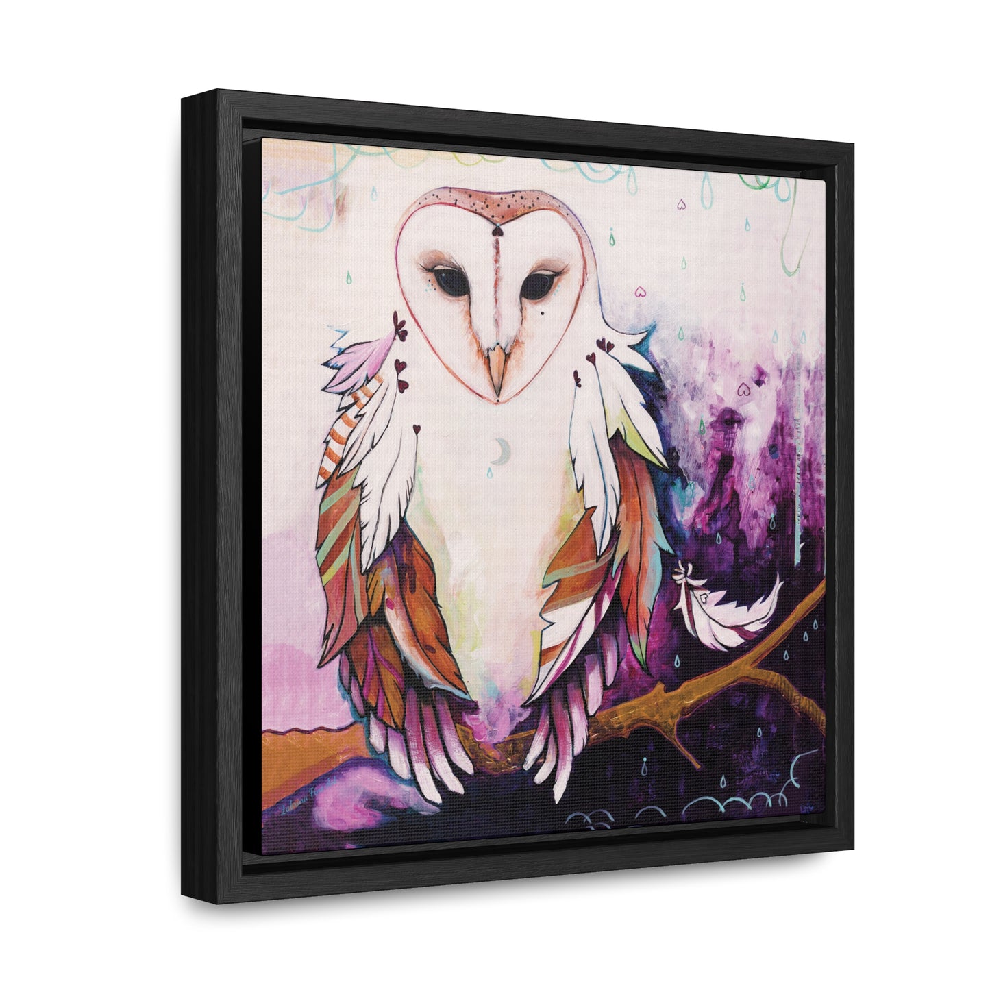 "Rainy Day Owl" Framed Canvas Fine Art Reproduction by Zabrina Fine Art