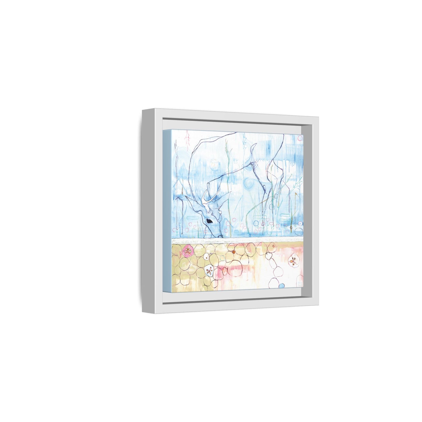 "One Antler Deer" Framed Canvas Fine Art Reproduction by Zabrina Fine Art