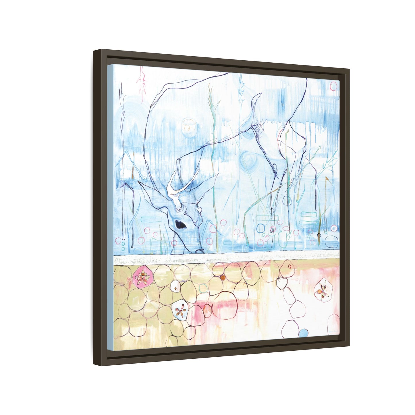 "One Antler Deer" Framed Canvas Fine Art Reproduction by Zabrina Fine Art