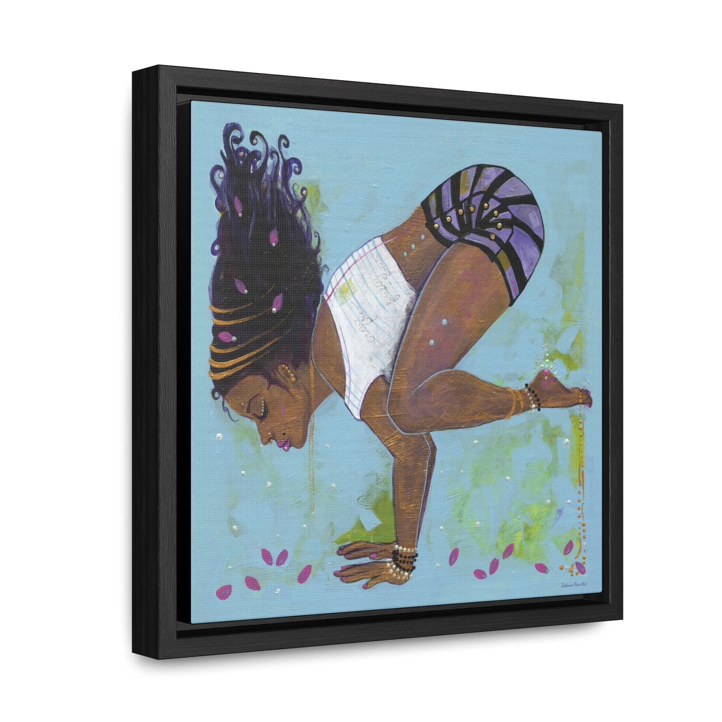 "Crow Pose" Framed Canvas Fine Art Reproduction by Zabrina Fine Art