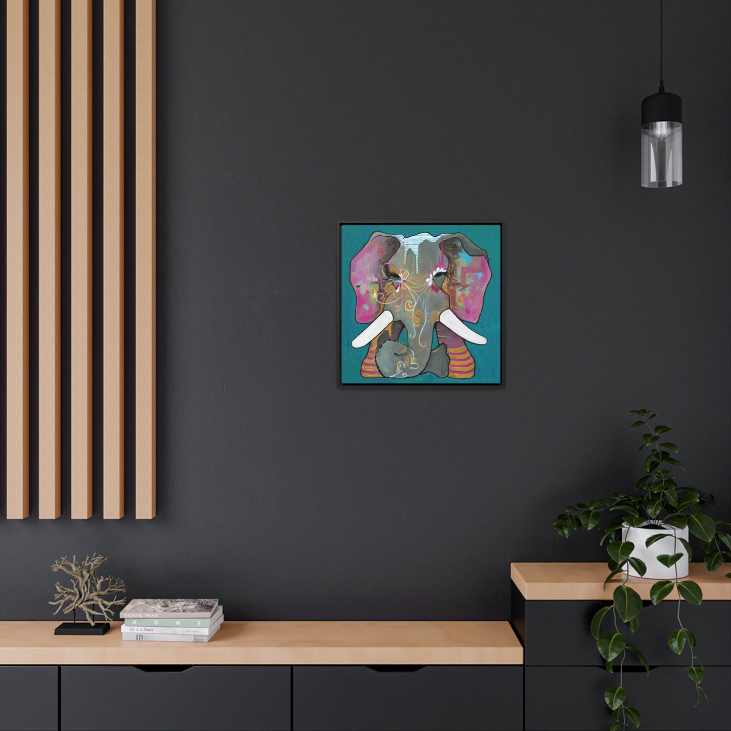 "Romeo Elephant" Framed Canvas Fine Art Reproduction by Zabrina Fine Art