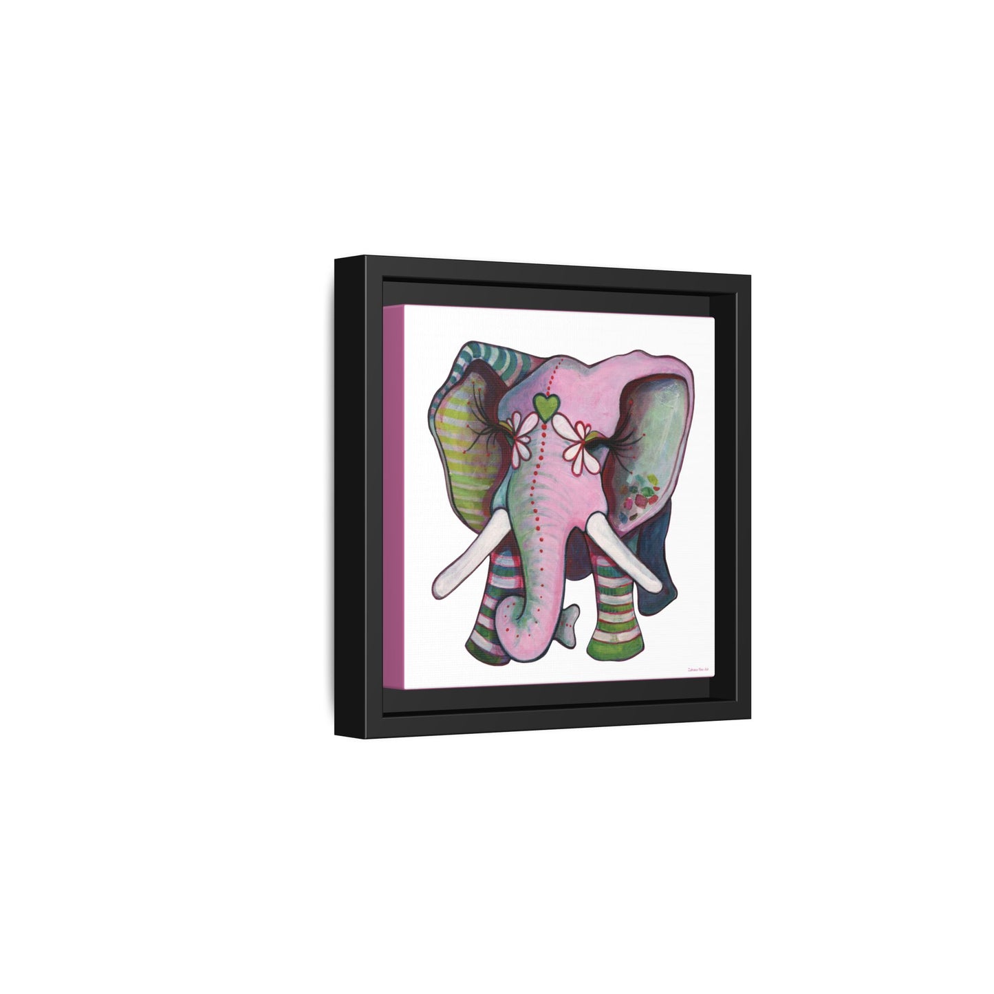 "Green Heart Elephant" Framed Canvas Fine Art Reproduction by Zabrina Fine Art