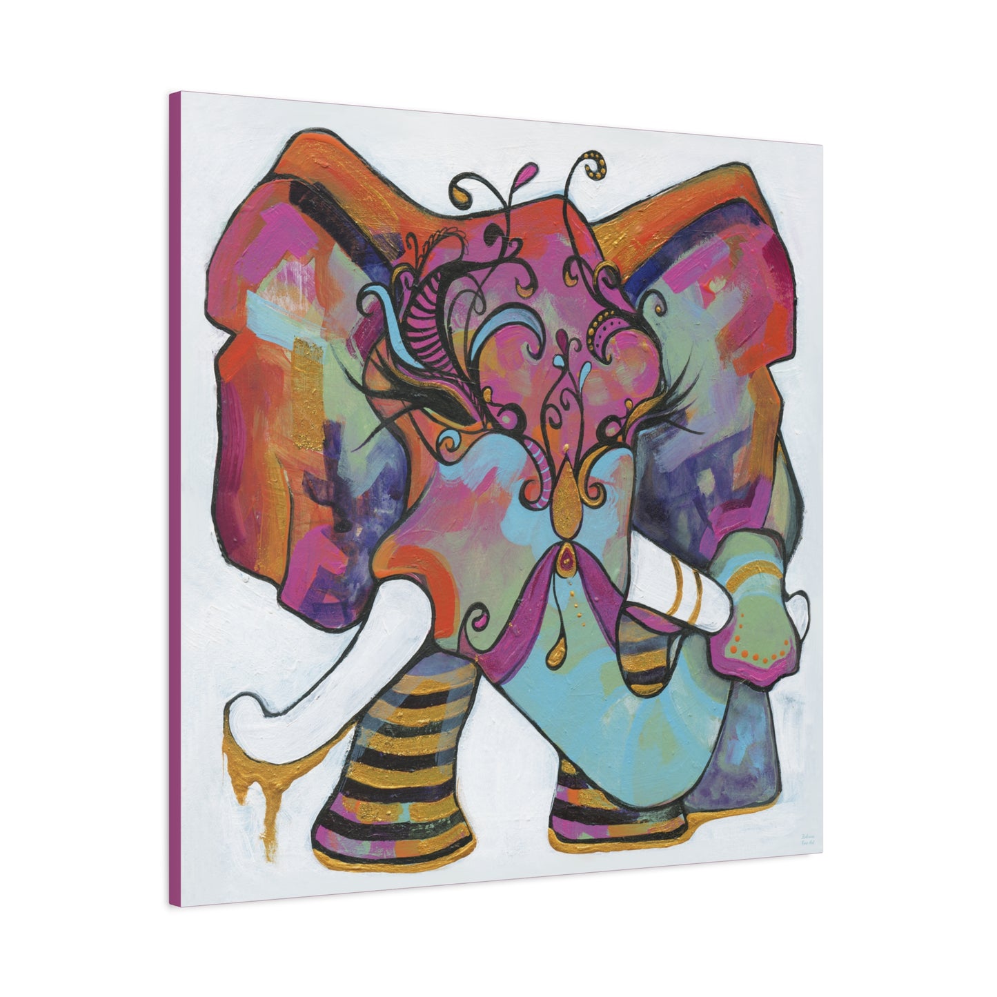 "Masquerade Elephant" Unframed Canvas Hot Pink Edge Reproduction by Zabrina Fine Art