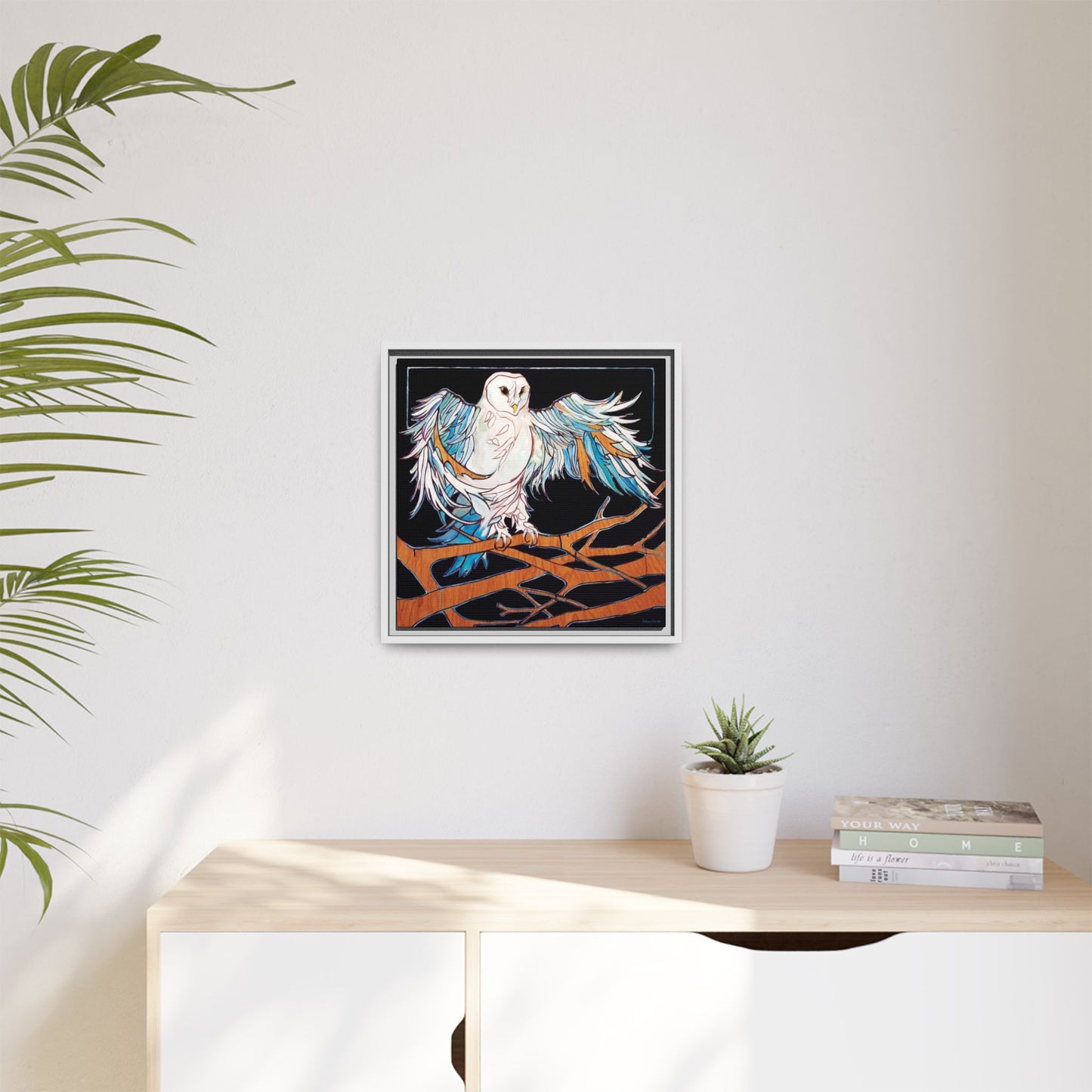 "Blue Owl" Framed Canvas Fine Art Reproduction by Zabrina Fine Art