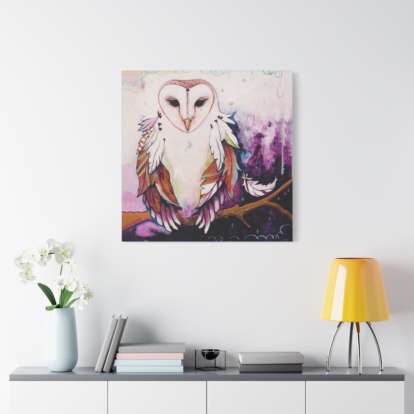 "Rainy Day Owl" Unframed Canvas Neptune Blue Edge Reproduction by Zabrina Fine Art