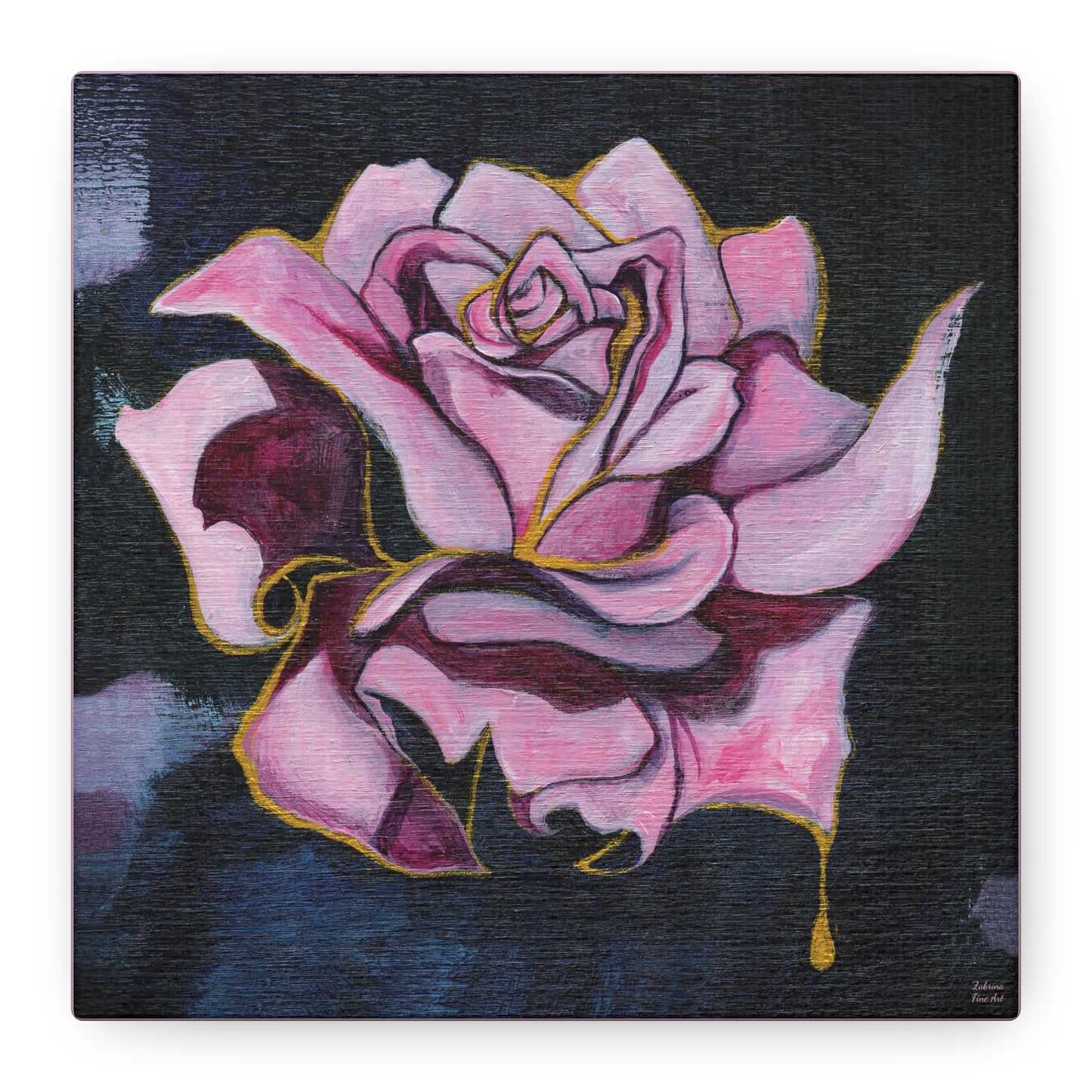 "Gilded Rose" Unframed Canvas Dusty Pink Edge Reproduction by Zabrina Fine Art