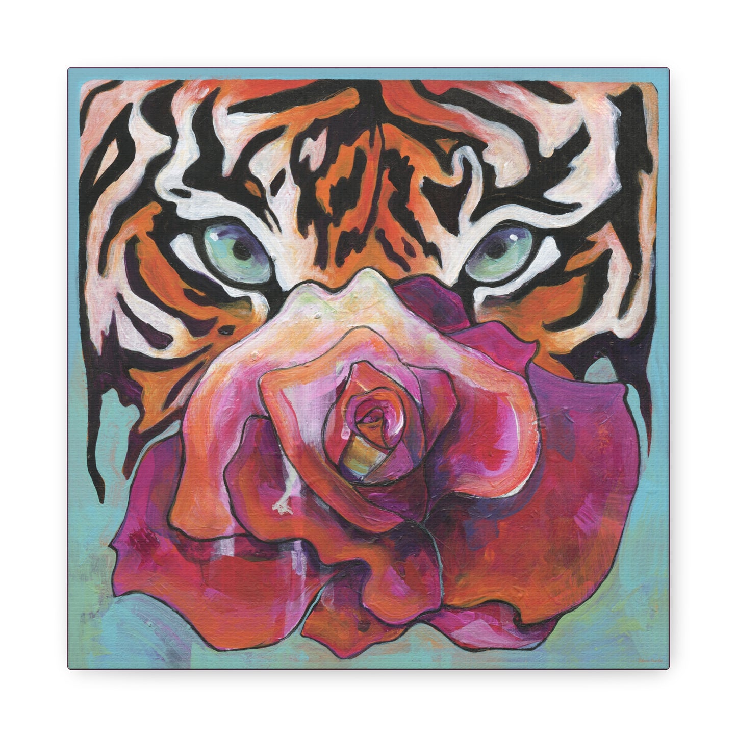 "Tiger Rose" Unframed Canvas Royal Pink Edge Reproduction by Zabrina Fine Art