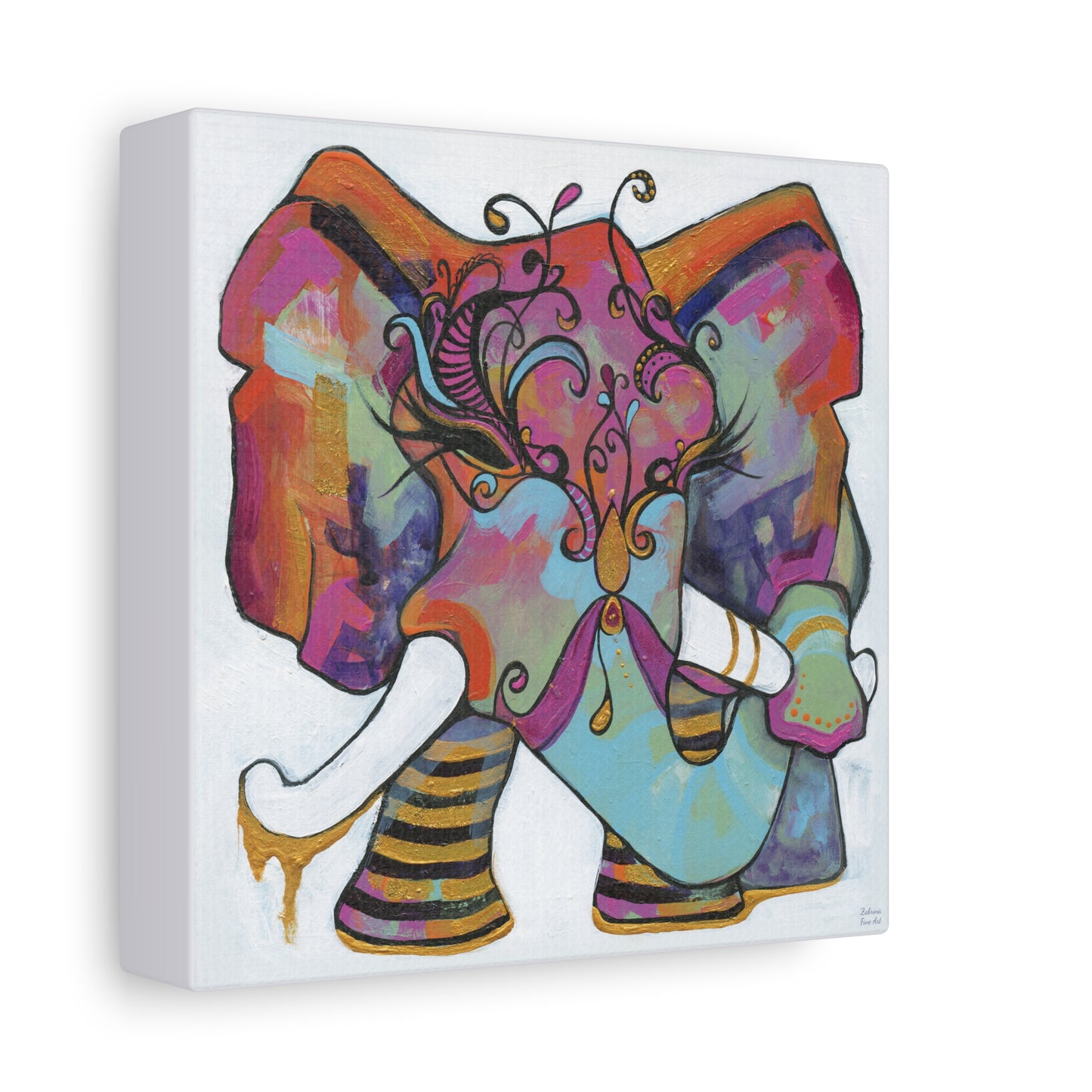 Copy of "Masquerade Elephant" Unframed Canvas Black Edge Reproduction by Zabrina Fine Art