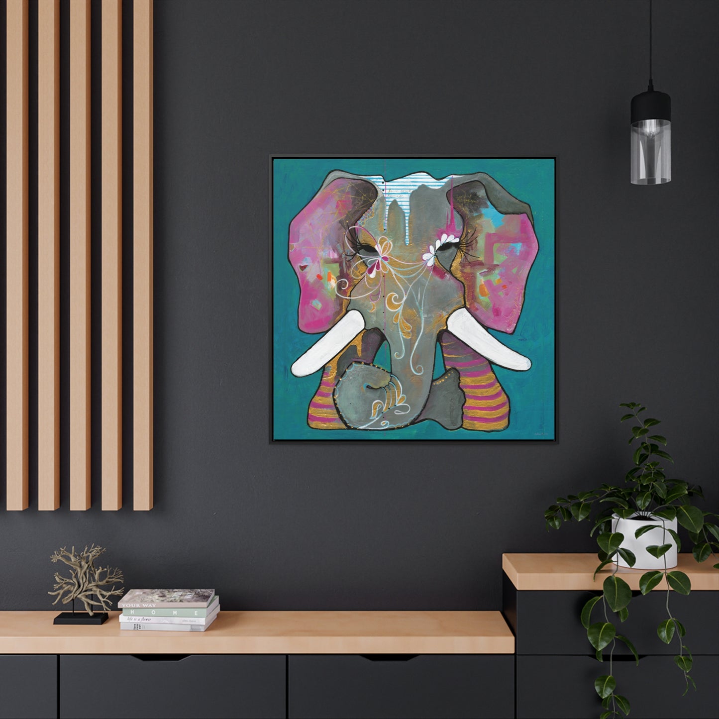 "Romeo Elephant" Framed Canvas Fine Art Reproduction by Zabrina Fine Art