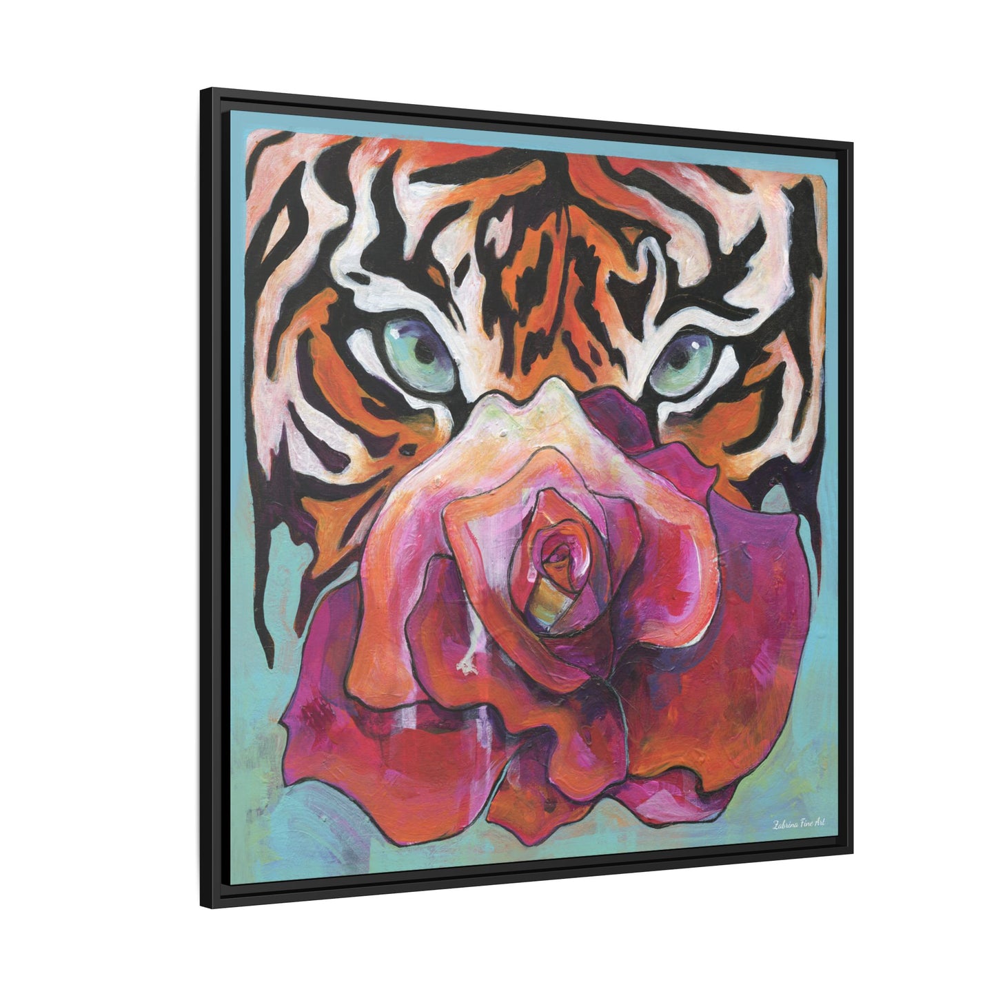 "Tiger Rose" Framed Canvas Fine Art Reproduction by Zabrina Fine Art