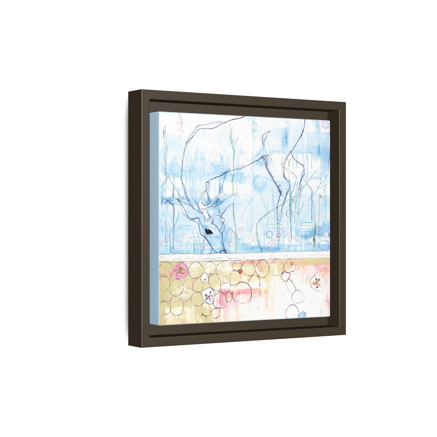 "One Antler Deer" Framed Canvas Fine Art Reproduction by Zabrina Fine Art