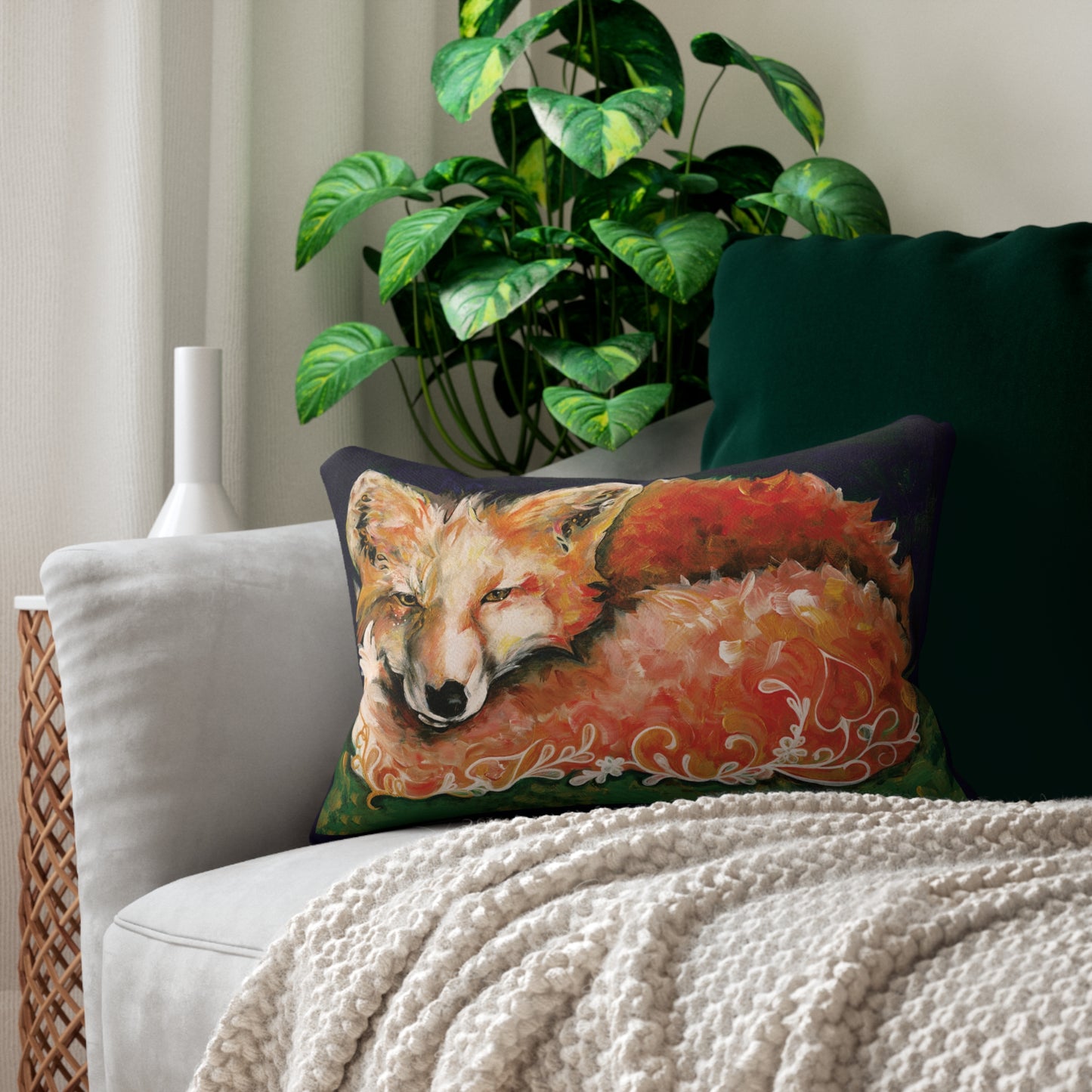 "Fox" Throw Pillow by Zabrina Fine Art