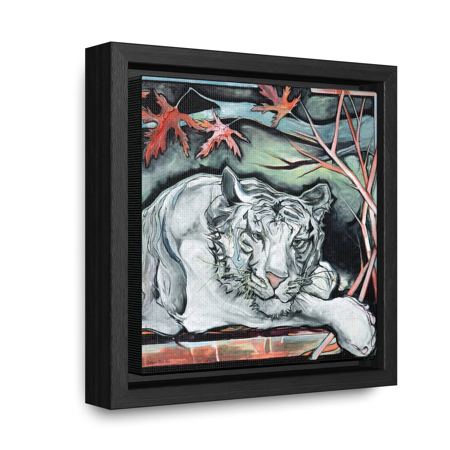 "White Tiger Portrait" Framed Canvas Fine Art Reproduction by Zabrina Fine Art