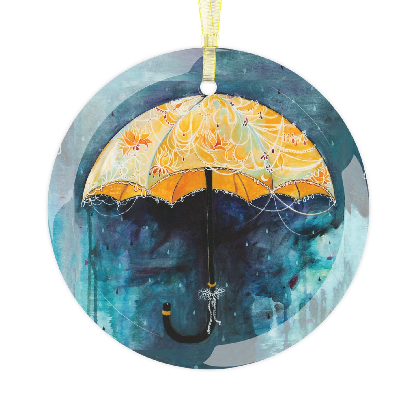 "Rain Glow" Glass Ornament by Zabrina Fine Art