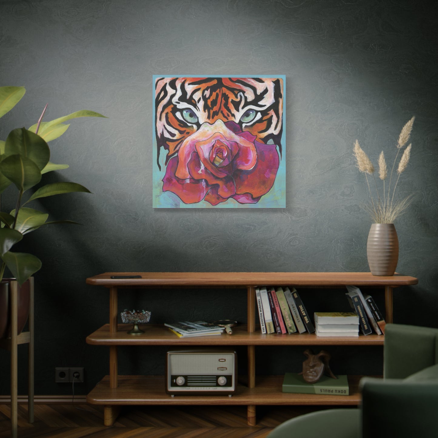 "Tiger Rose" Unframed Canvas Royal Pink Edge Reproduction by Zabrina Fine Art