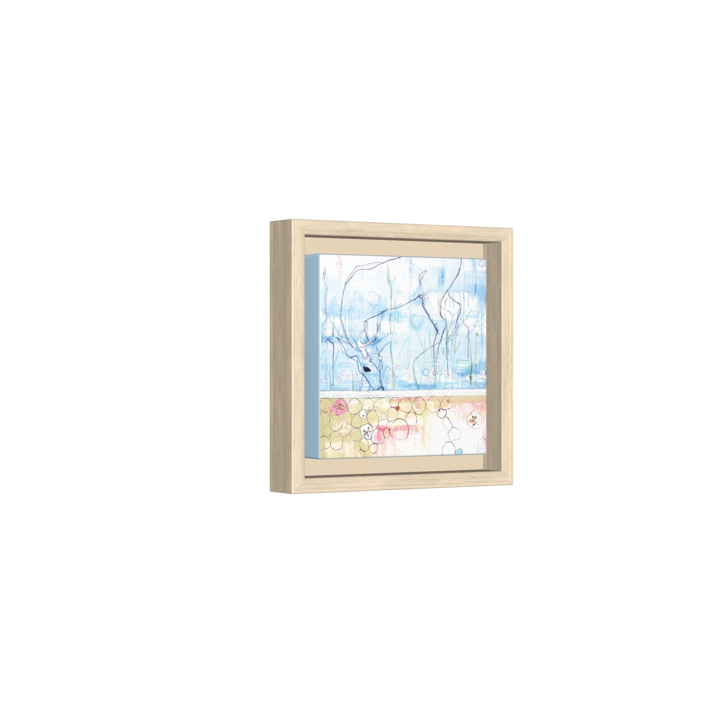 "One Antler Deer" Framed Canvas Fine Art Reproduction by Zabrina Fine Art