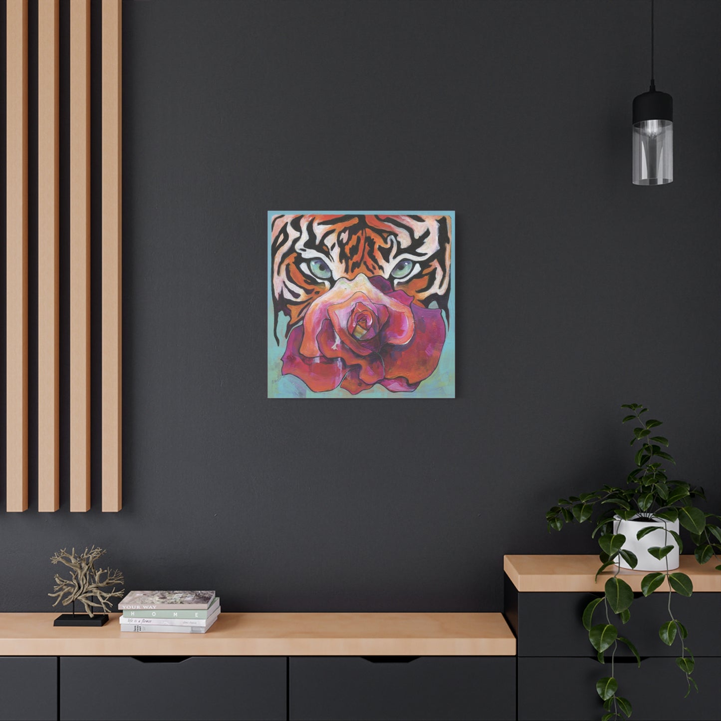 "Tiger Rose" Unframed Canvas Royal Pink Edge Reproduction by Zabrina Fine Art