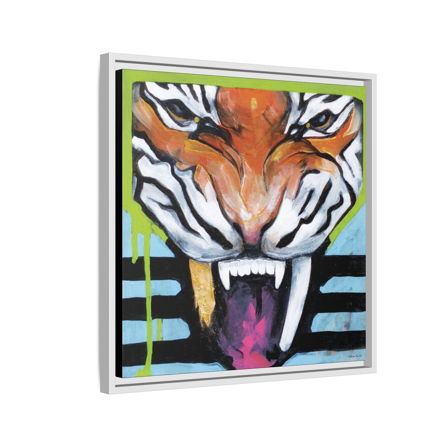 "Tiger Fang" Framed Canvas Fine Art Reproduction by Zabrina Fine Art