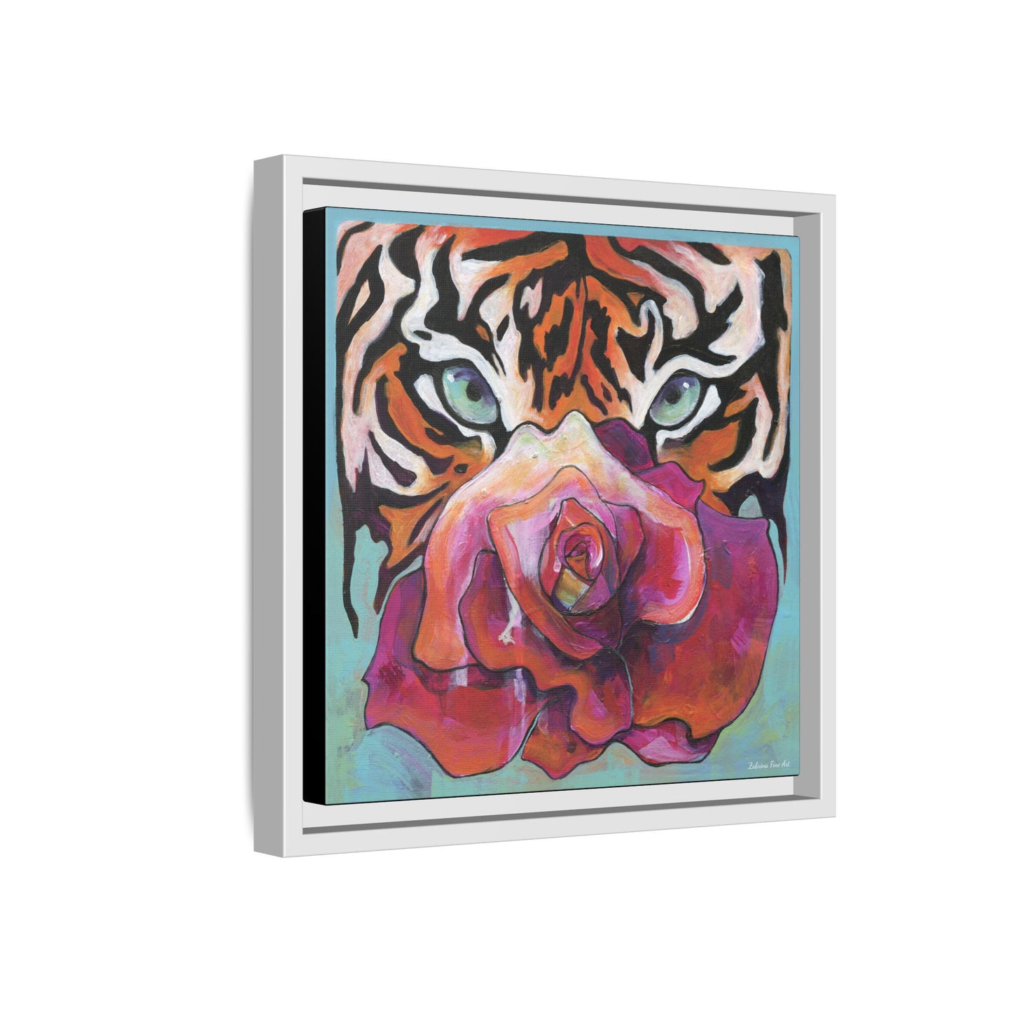 "Tiger Rose" Framed Canvas Fine Art Reproduction by Zabrina Fine Art